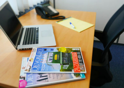 Office with work on the table.