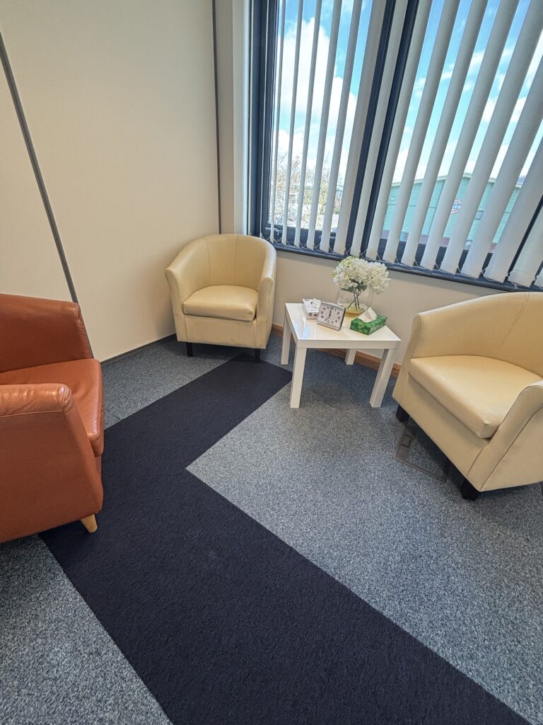 Comfy bucket style chairs to create a relaxed meeting room.