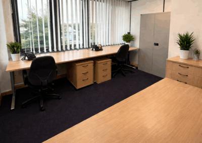 3 desk external office with large windows