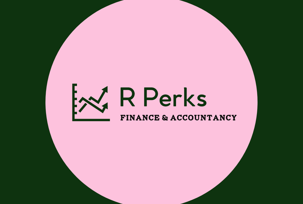 R Perks Logo - Green background with Pink Circle with R Perks written inside
