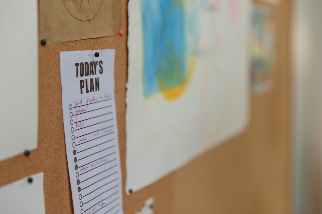 To do list on a notice board